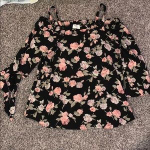 off the shoulder with straps top!!